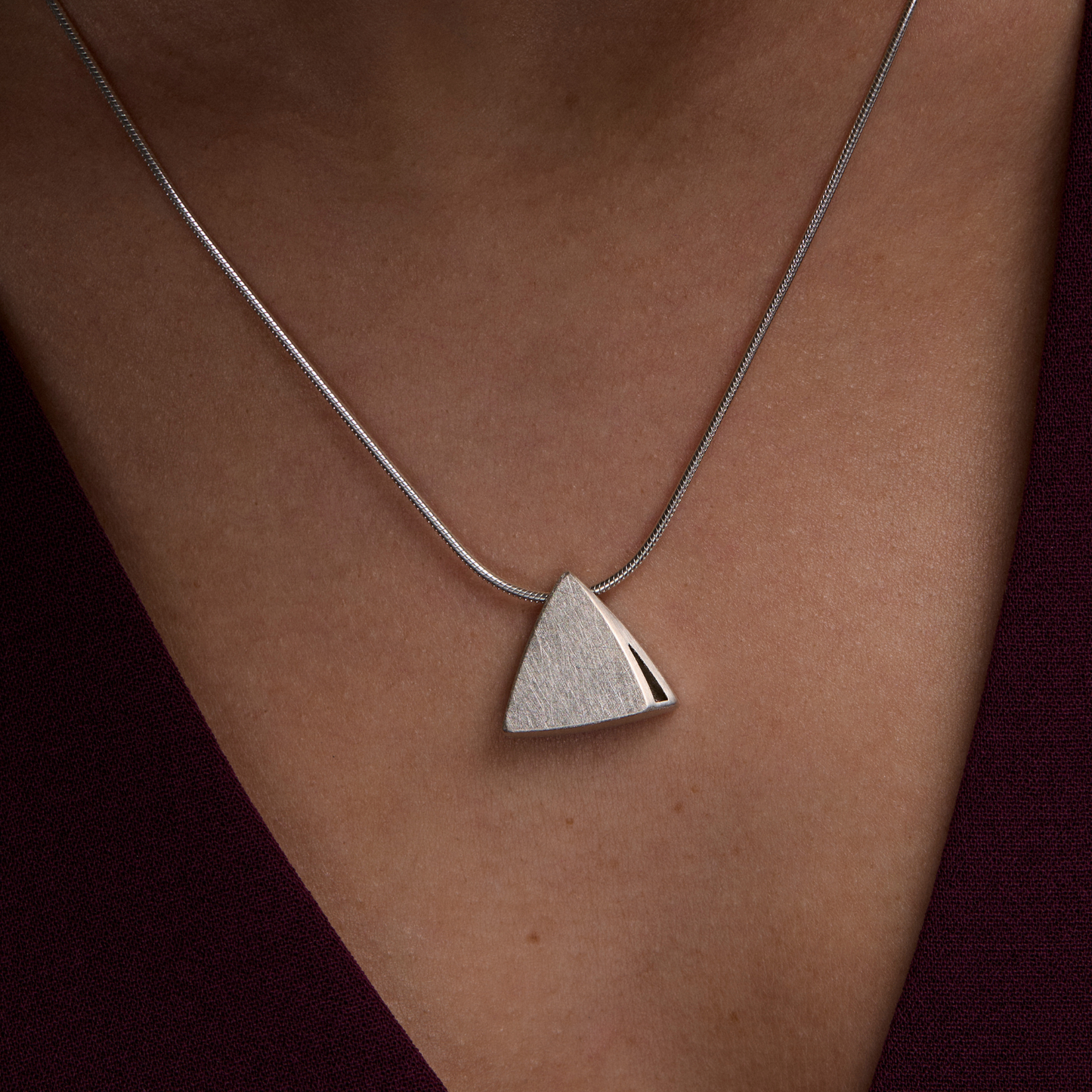 Sheng Zhang - Curved Curves Triangle Pendant Necklace