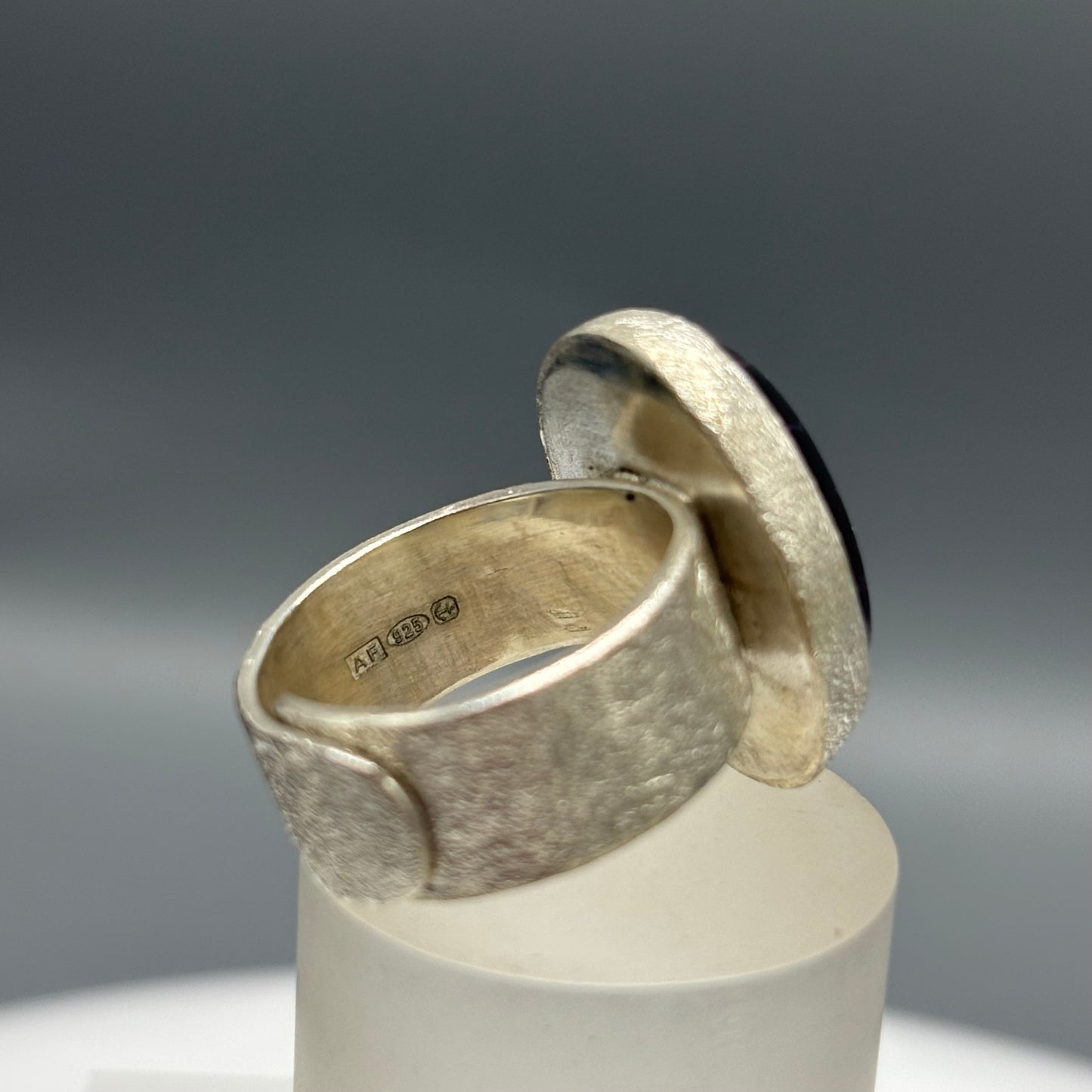 Anthony Feiler – Silver Ring with Fluorite (Size L – Adjustable)