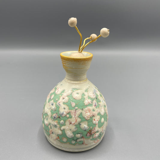Geoffrey Swindell - Mini Bud Vase with Decorative Stopper (Green)