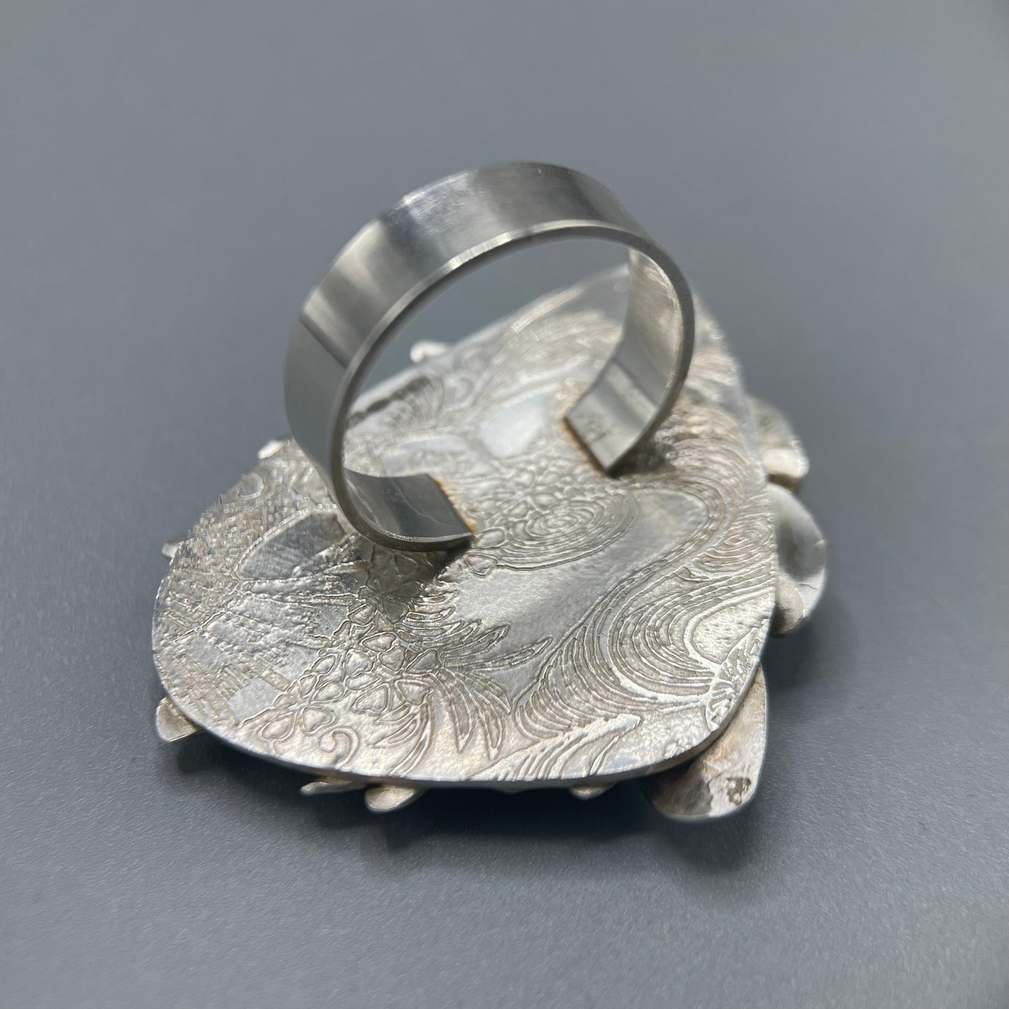 Cari-Jane Hakes - Statement Leaf Cluster Ring with Hematite Cabachon