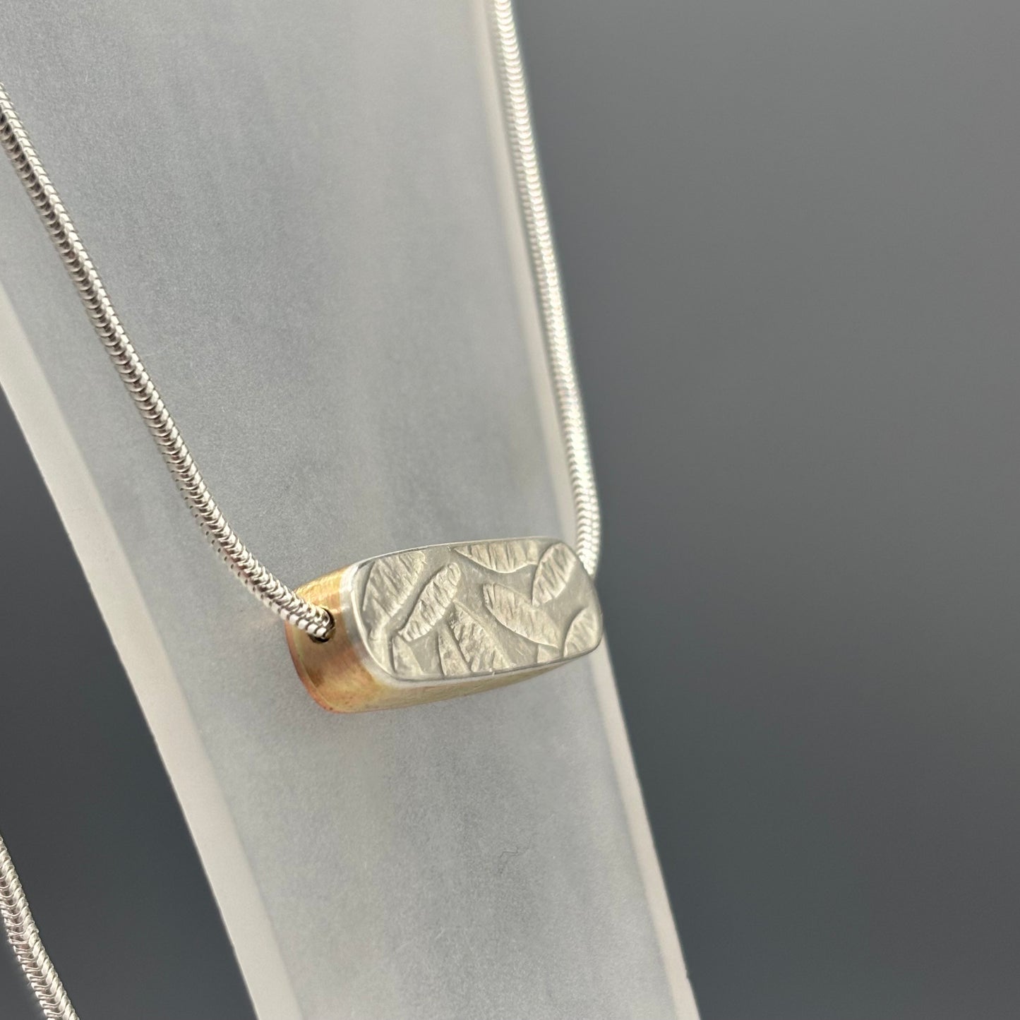 Papermetal – Petals Boxy Horizontal Lozenge Necklace 16" Reversible (Silver/Copper/Red Brass/Twizzles)