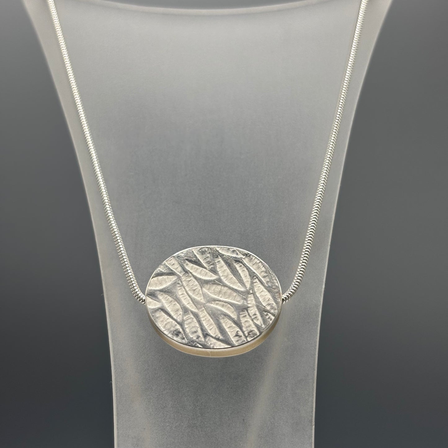 Papermetal – Petals Boxy Large Oval Necklace 16" (Silver Front & Back/Red Brass Sides/Twizzles)