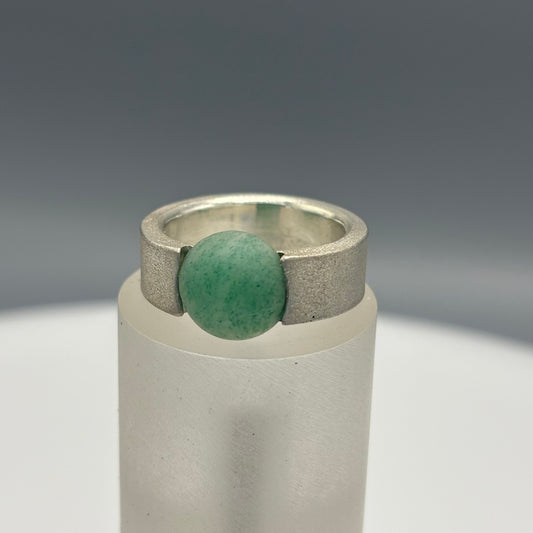 Anthony Feiler – Ring: Jade Stone on Brushed Silver Band