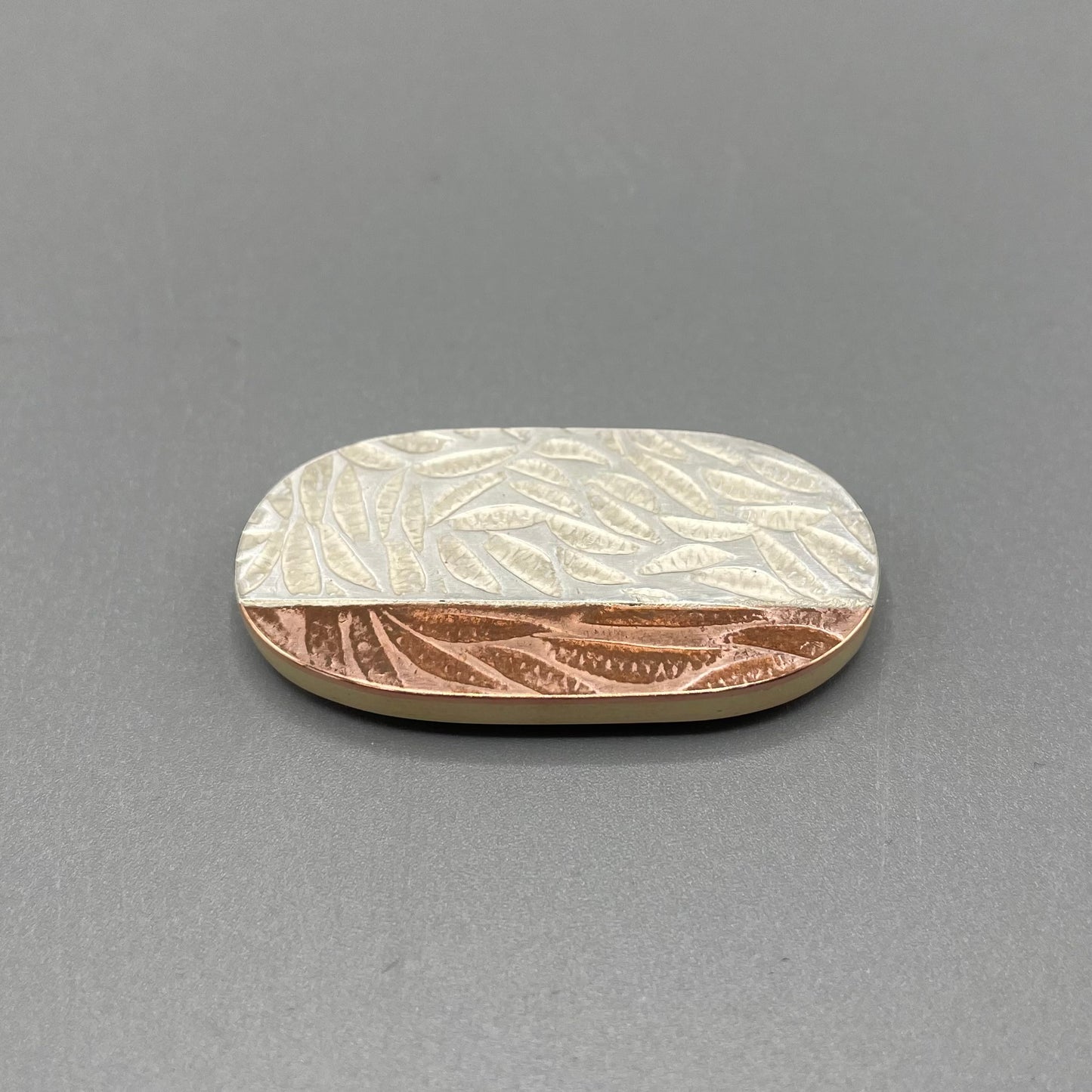 Papermetal - Petals Landscape Oval Half & Half Brooch