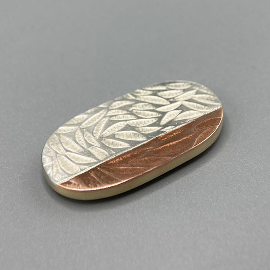 Papermetal - Petals Landscape Oval Half & Half Brooch
