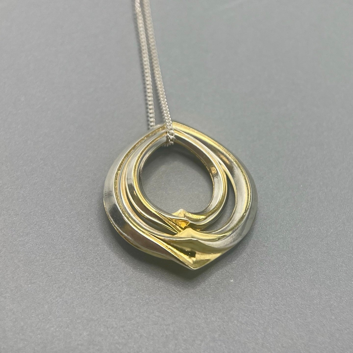 Alice Gow - Twist Flare Double Pendant - Silver (Gilt Contrast)