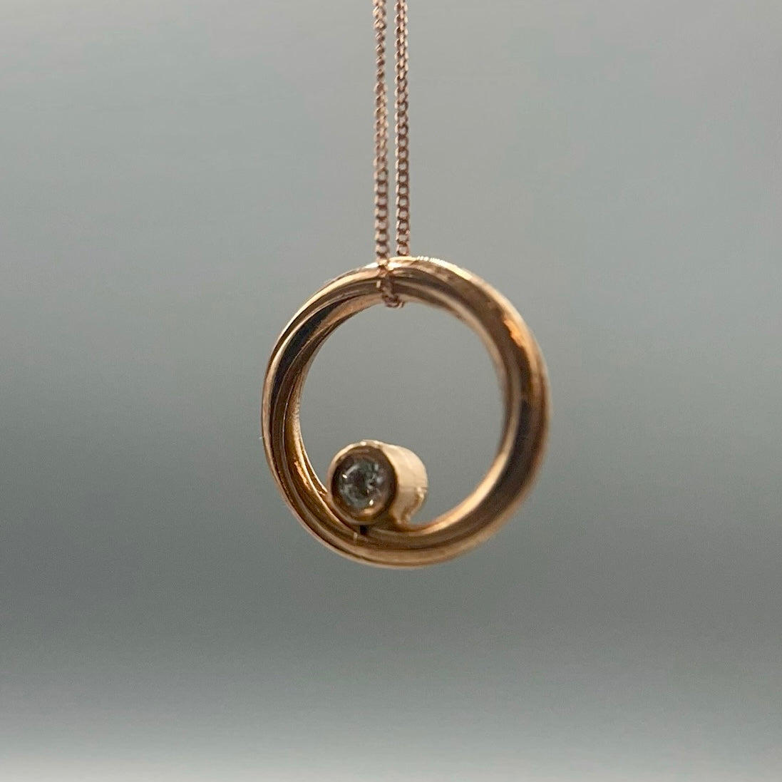 Alice Gow - Twist Continuum Pendant 9ct Rose Gold - Double Facing - Diamond and Ruby