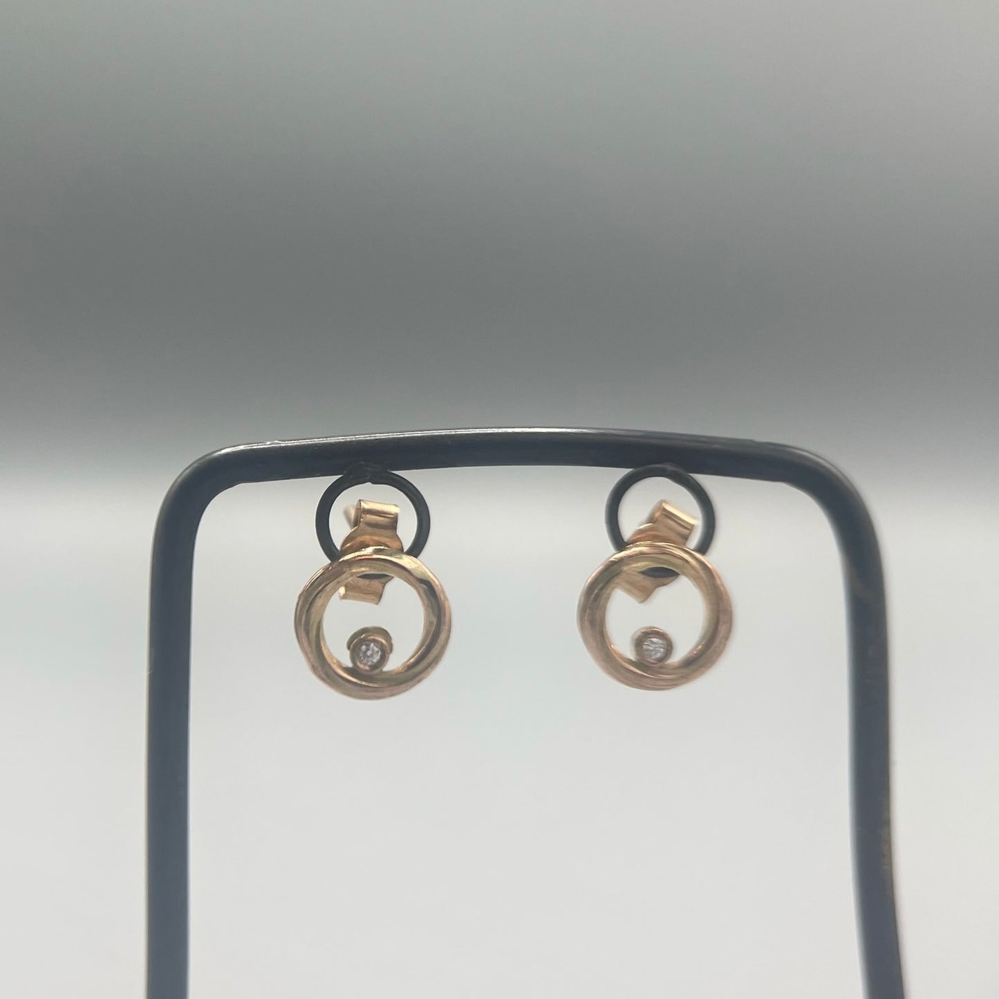 Alice Gow - Twist Continuum 9ct Rose Gold Studs with Diamond/Ruby