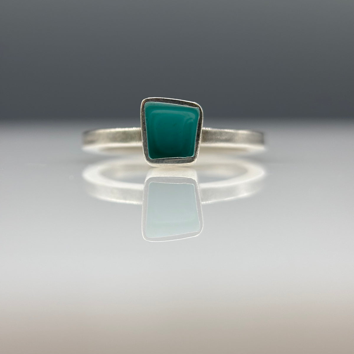 Gnarly Vibrant – Small Box Ring with Turquoise Enamel (Sterling Silver)