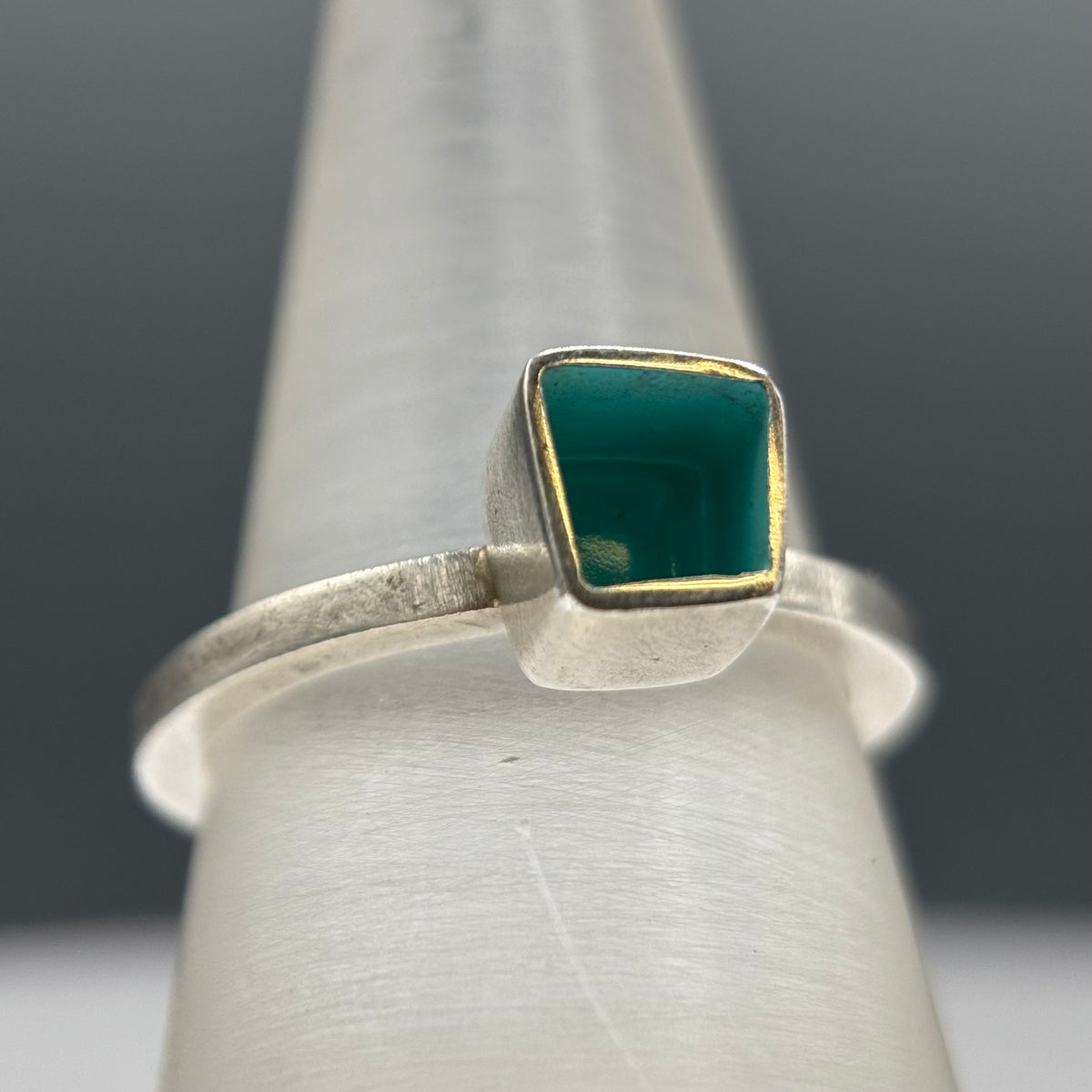 Gnarly Vibrant – Small Box Ring with Turquoise Enamel (Sterling Silver)