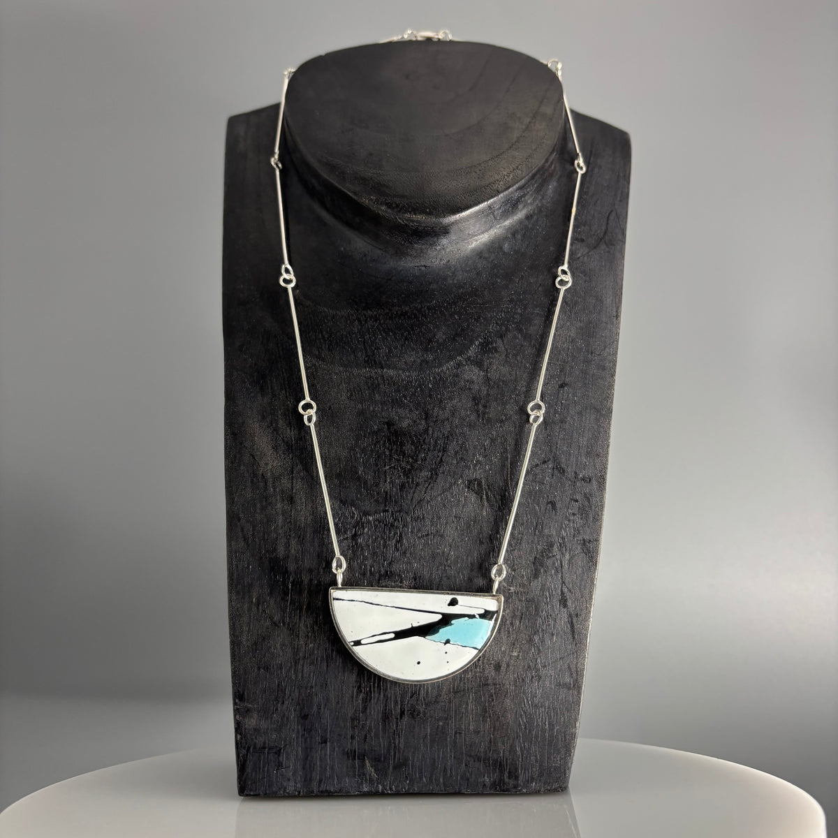 Judit Patkos – Blue Splash! Copper and Silver Enamel Statement Necklace