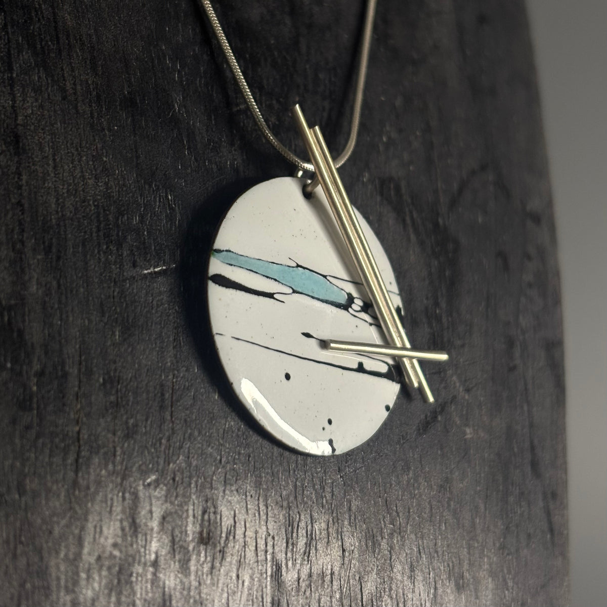 Judit Patkos – Blue Splash! Enamel Pendant Necklace