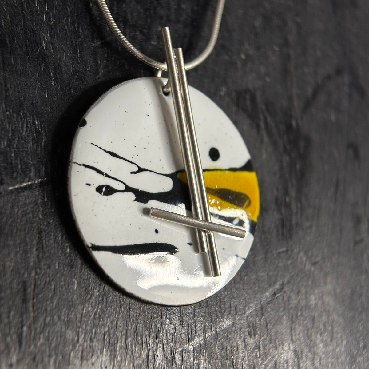 Judit Patkos – Yellow Splash! Enamel Pendant Necklace