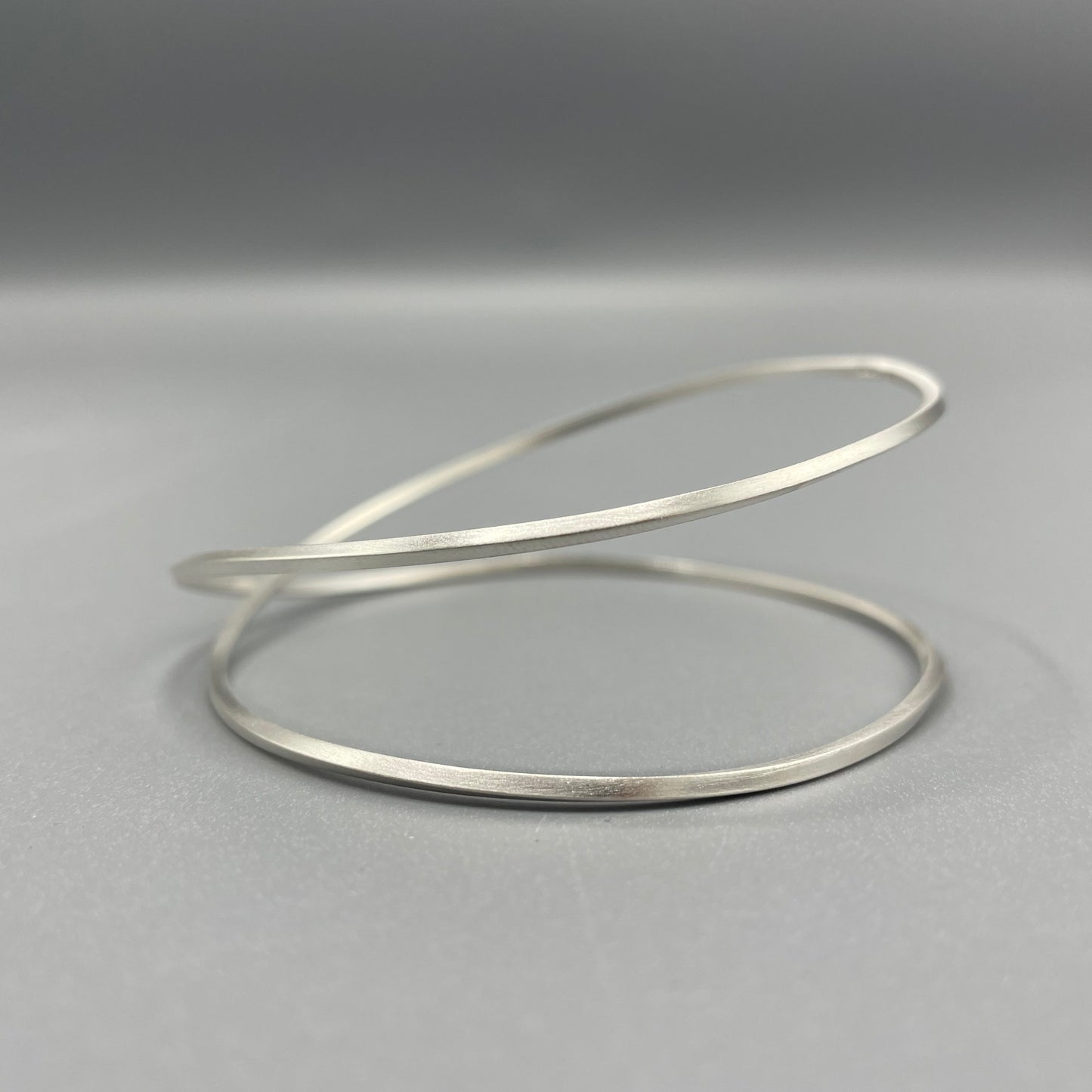 Brushed Silver 'Crossover' Bangle (Square Wire) - Sarah McCallum
