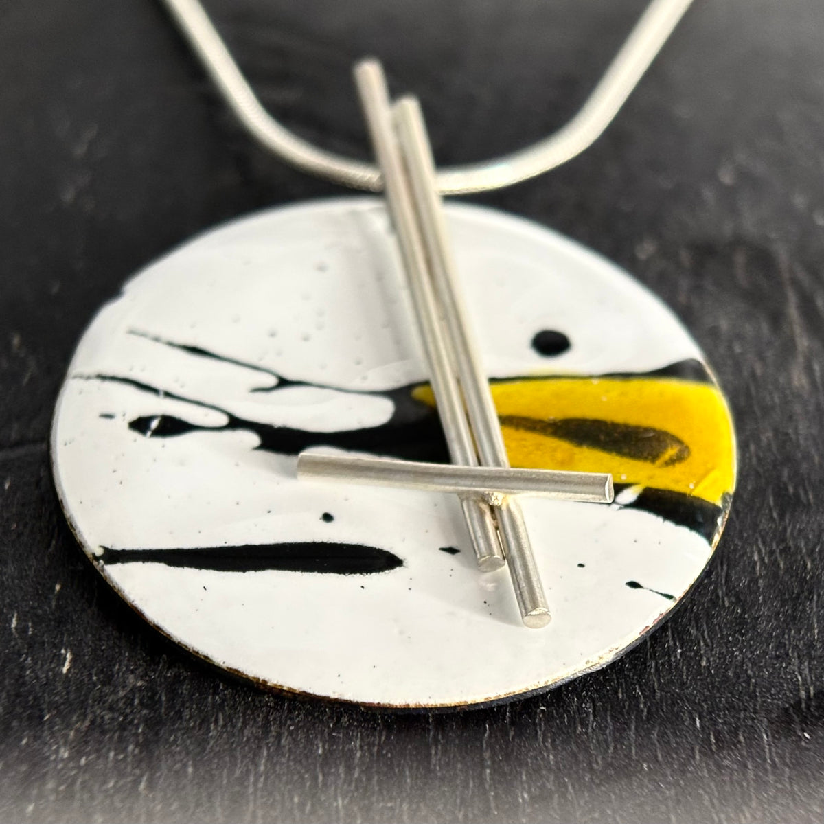 Judit Patkos – Yellow Splash! Enamel Pendant Necklace