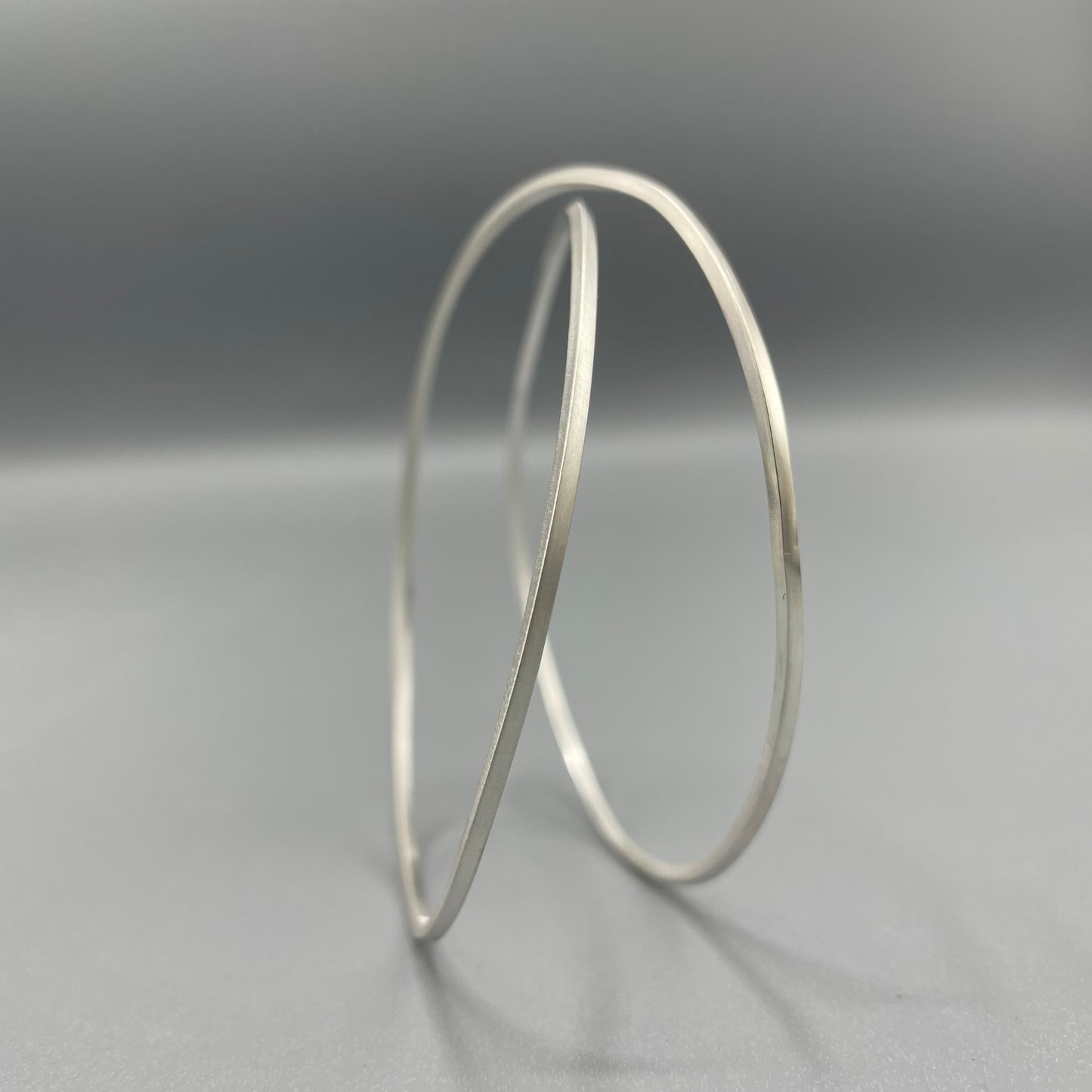 Brushed Silver 'Crossover' Bangle (Square Wire) - Sarah McCallum
