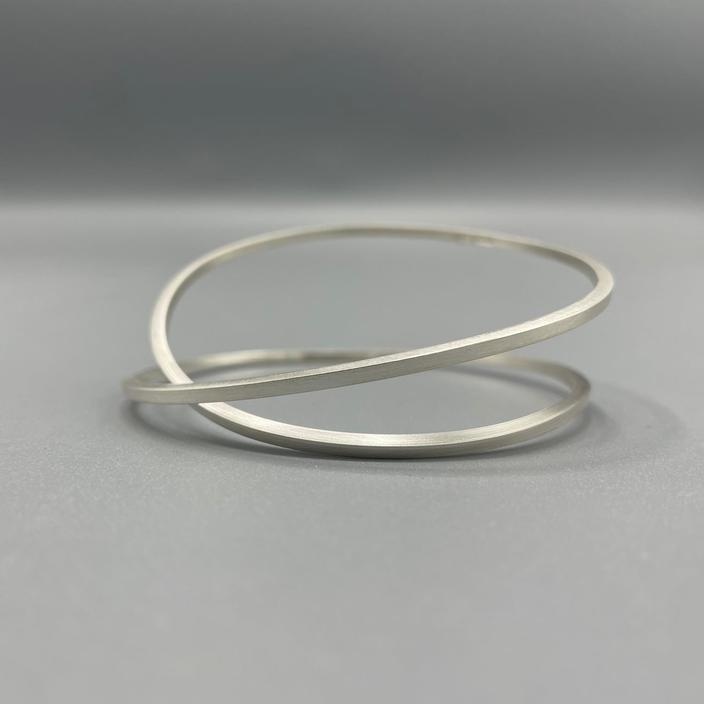 Brushed Silver 'Crossover' Bangle (Square Wire) - Sarah McCallum