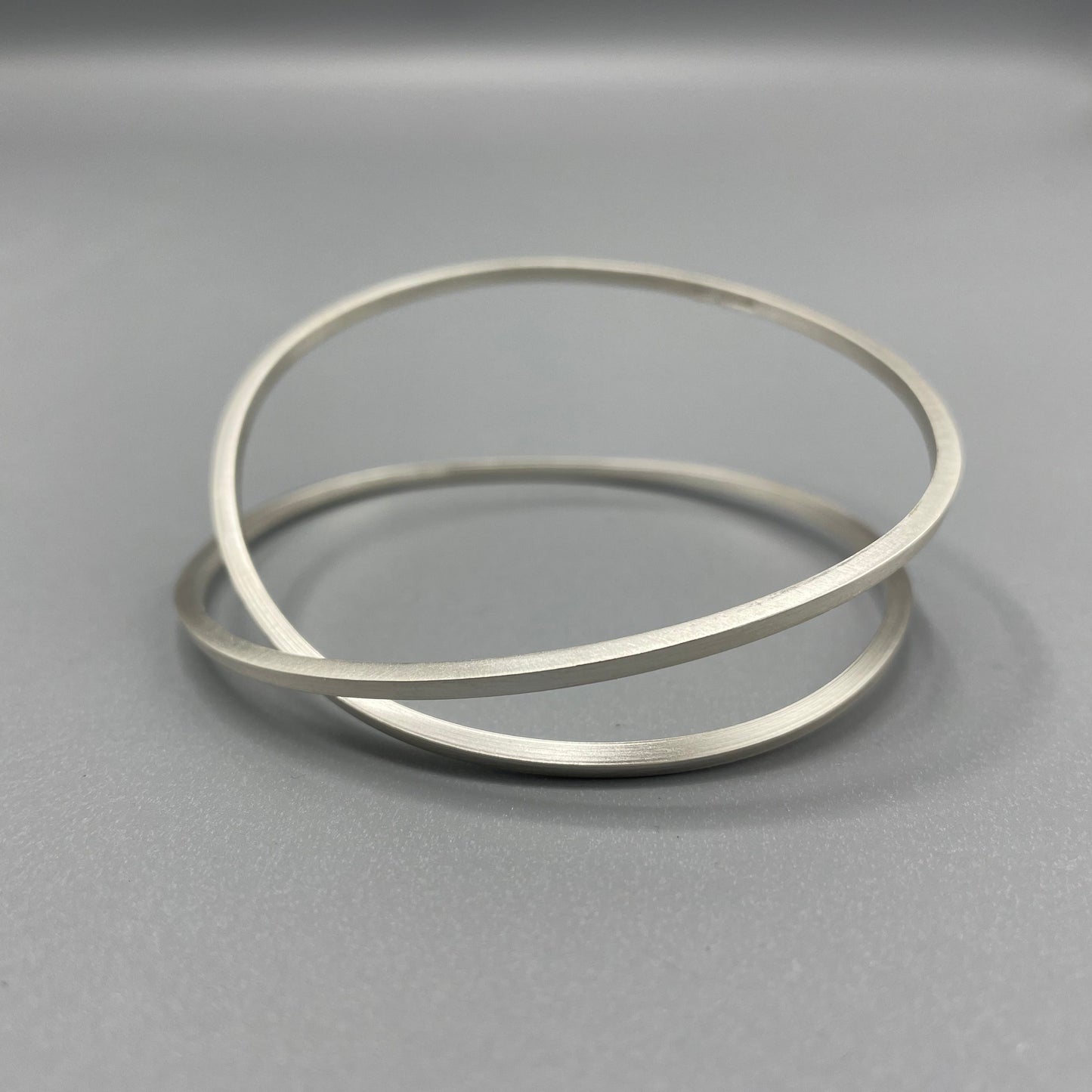 Brushed Silver 'Crossover' Bangle (Square Wire) - Sarah McCallum
