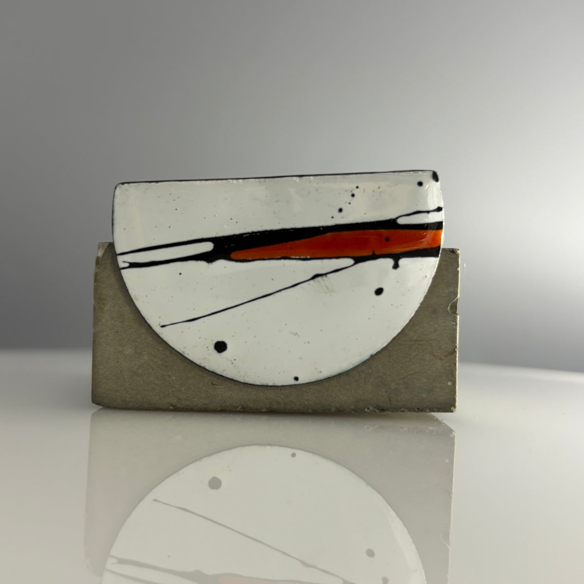 Judit Patkos – Red Splash! Copper Enamel U-Shape Brooch