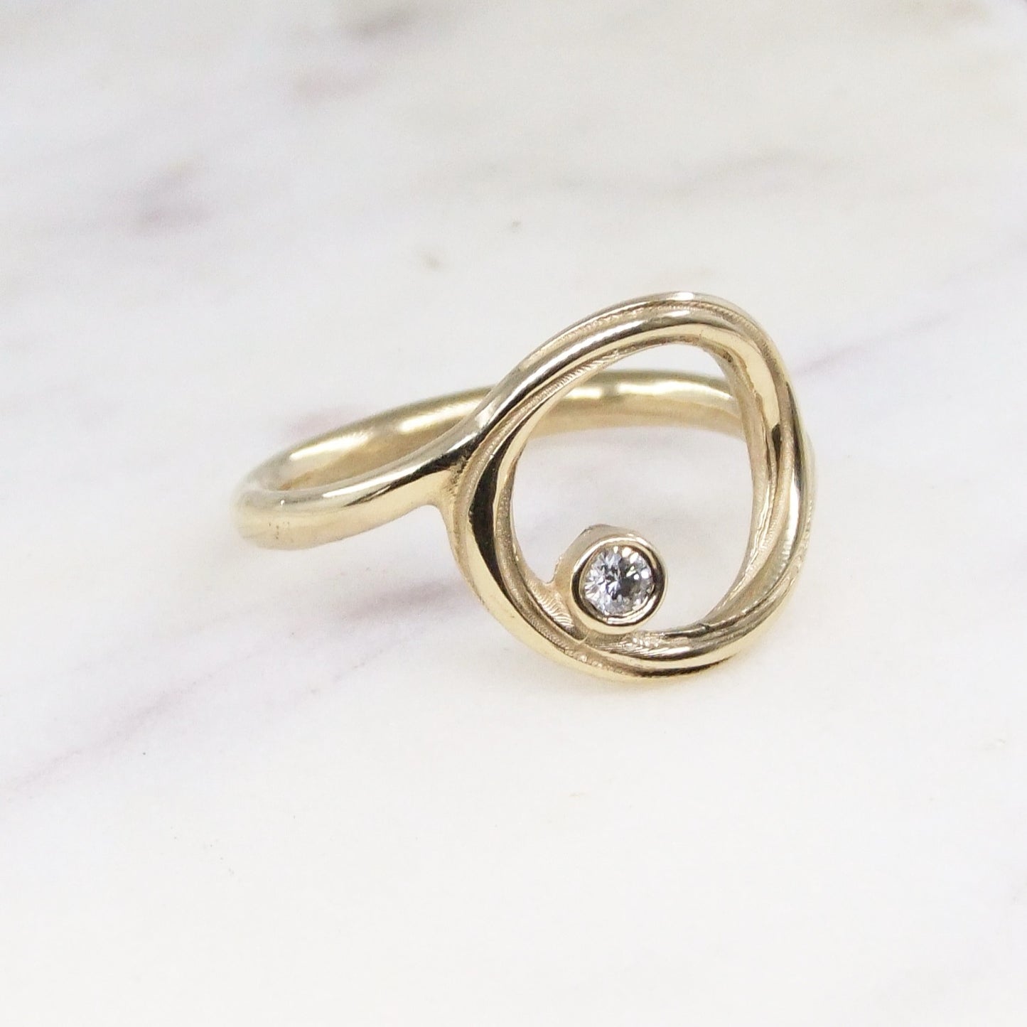 Alice Gow - Twist Continuum Ring 9ct Yellow Gold (size P) - Diamond