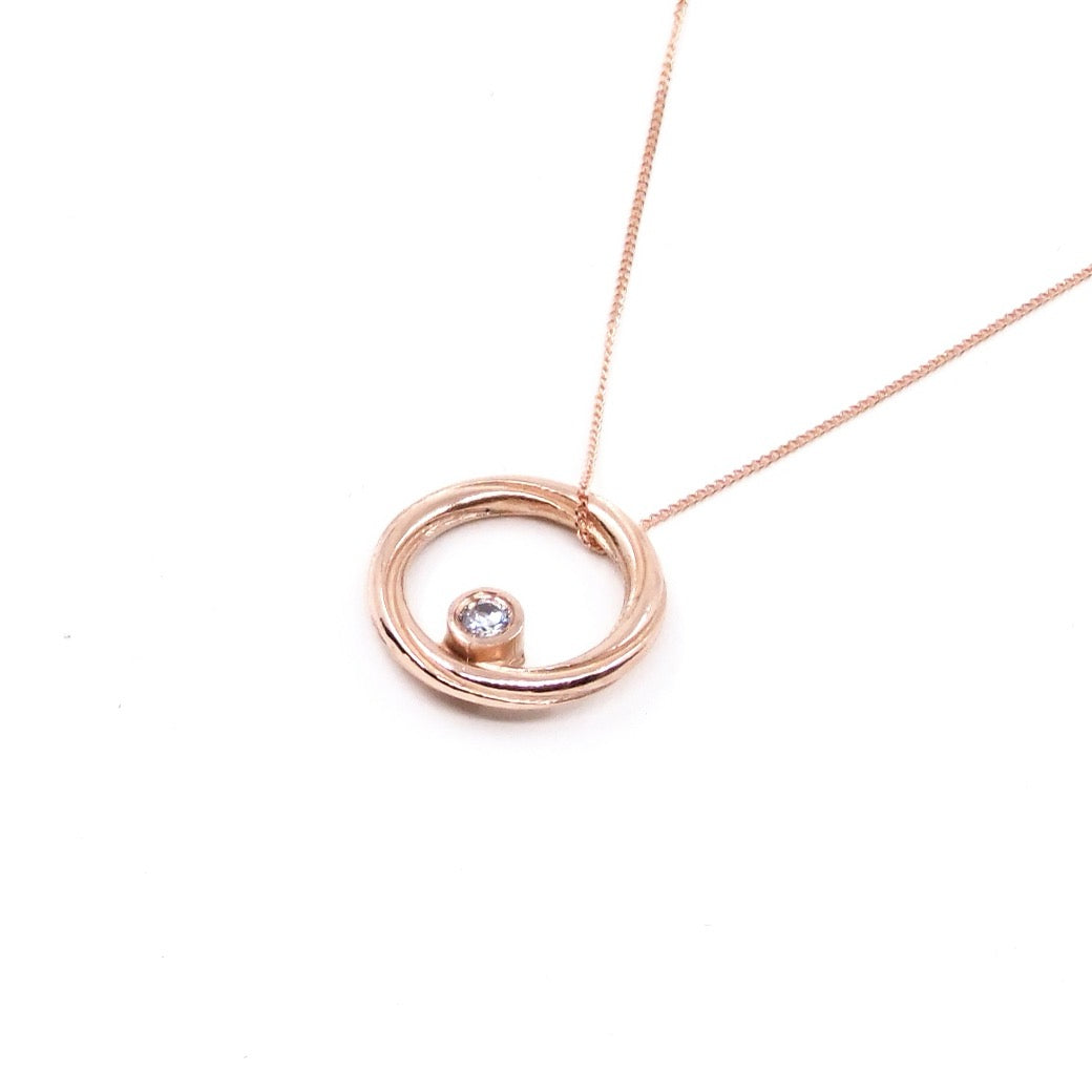Alice Gow - Twist Continuum Pendant 9ct Rose Gold - Double Facing - Diamond and Ruby