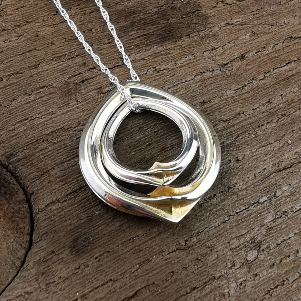Alice Gow - Twist Flare Double Pendant - Silver (Gilt Contrast)