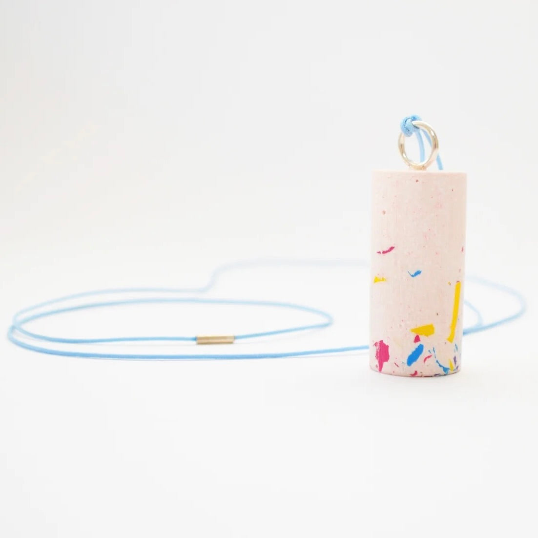 Fern Robinson - Jesmonite Cylinder Necklace - Jesmonite/Silver/Crayon