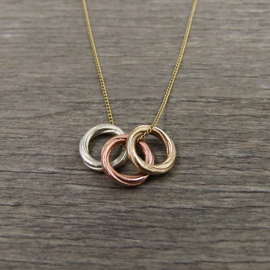 Alice Gow - Twist Continuum Pendant - Silver, Rose and Yellow Gilt